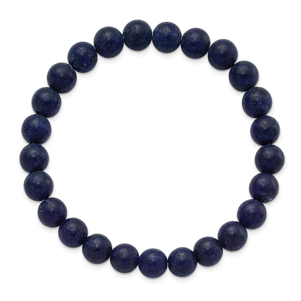 Lapis Agate Beaded Stretch Bracelet 6.75 inches