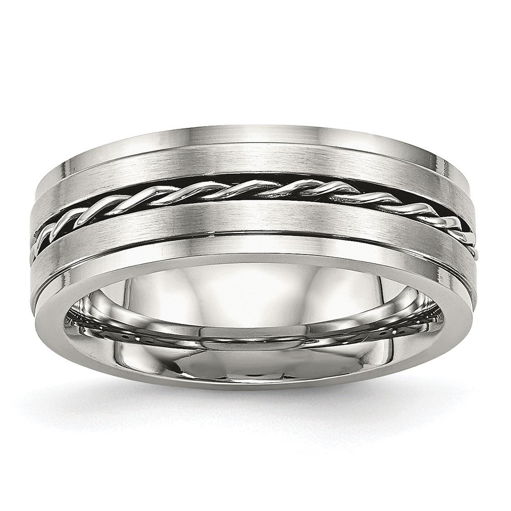 Stainless Steel Brushed and Polished Twisted 7mm Band Size - 10