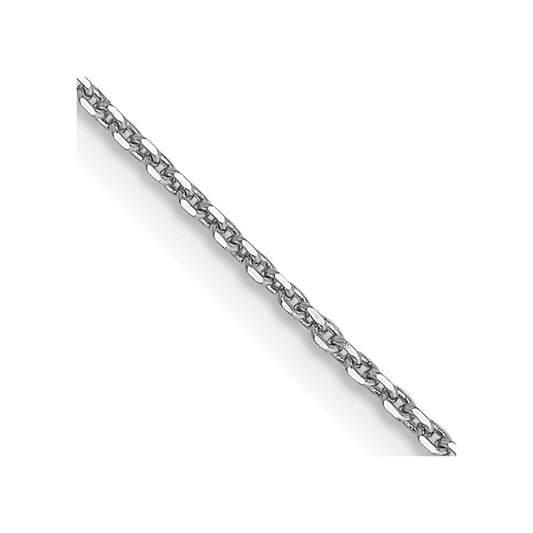 14K White Gold 26 inch .9mm Diamond-cut Round Open Link Cable with Lobster Clasp Chain