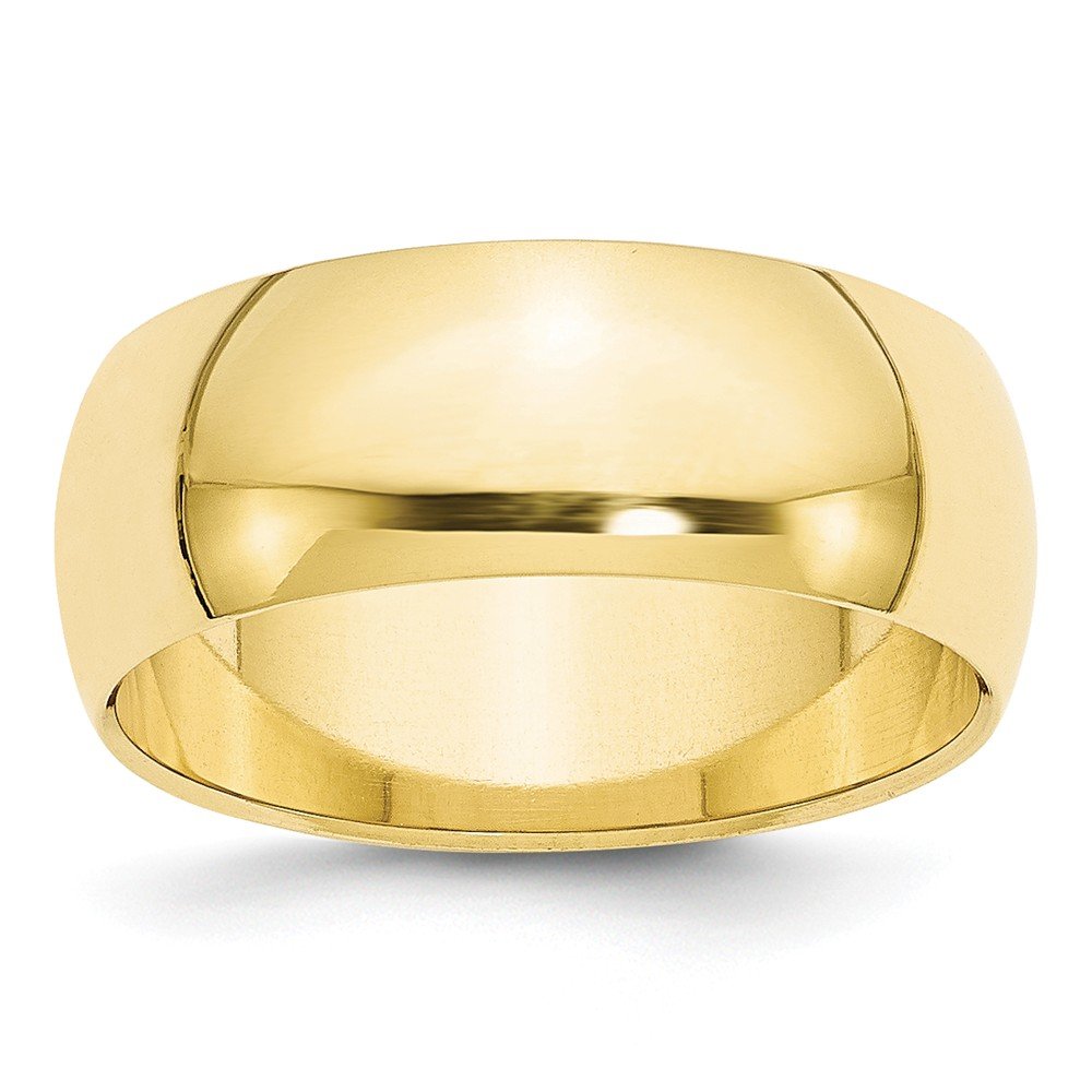 10k Yellow Gold 8mm Half Round Wedding Band Size 6.5