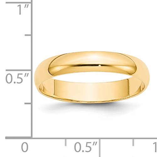 14k Yellow Gold 4mm Lightweight Half Round Wedding Band Size 11.5
