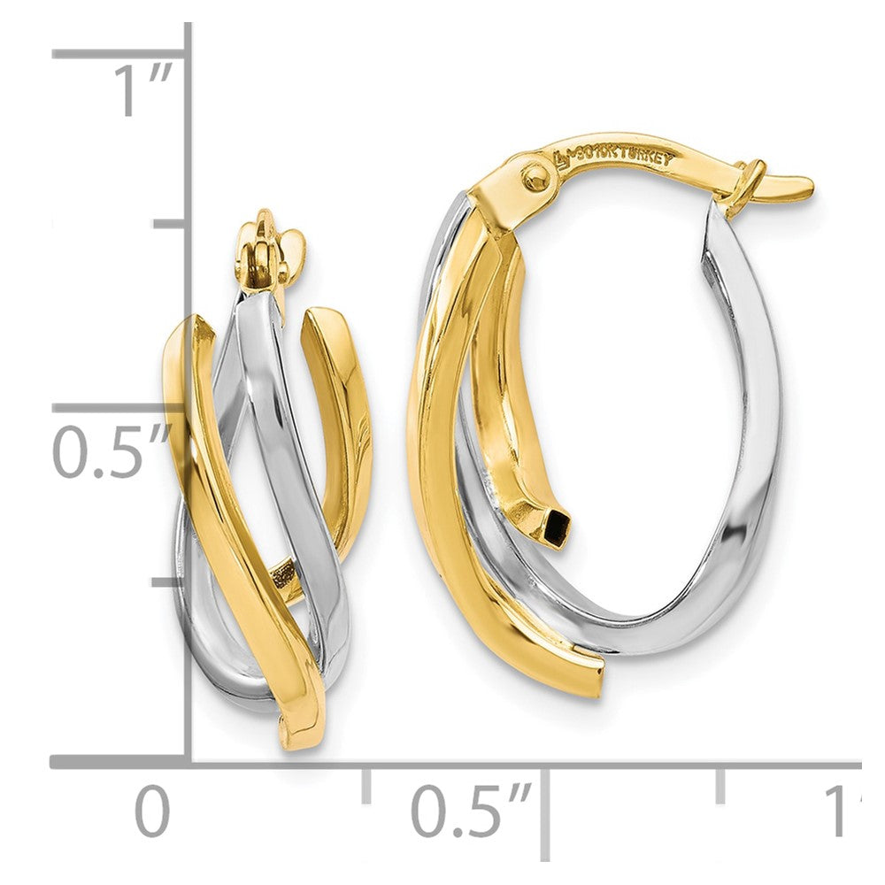 10K Two-tone Polished Twisted Hoop Earrings