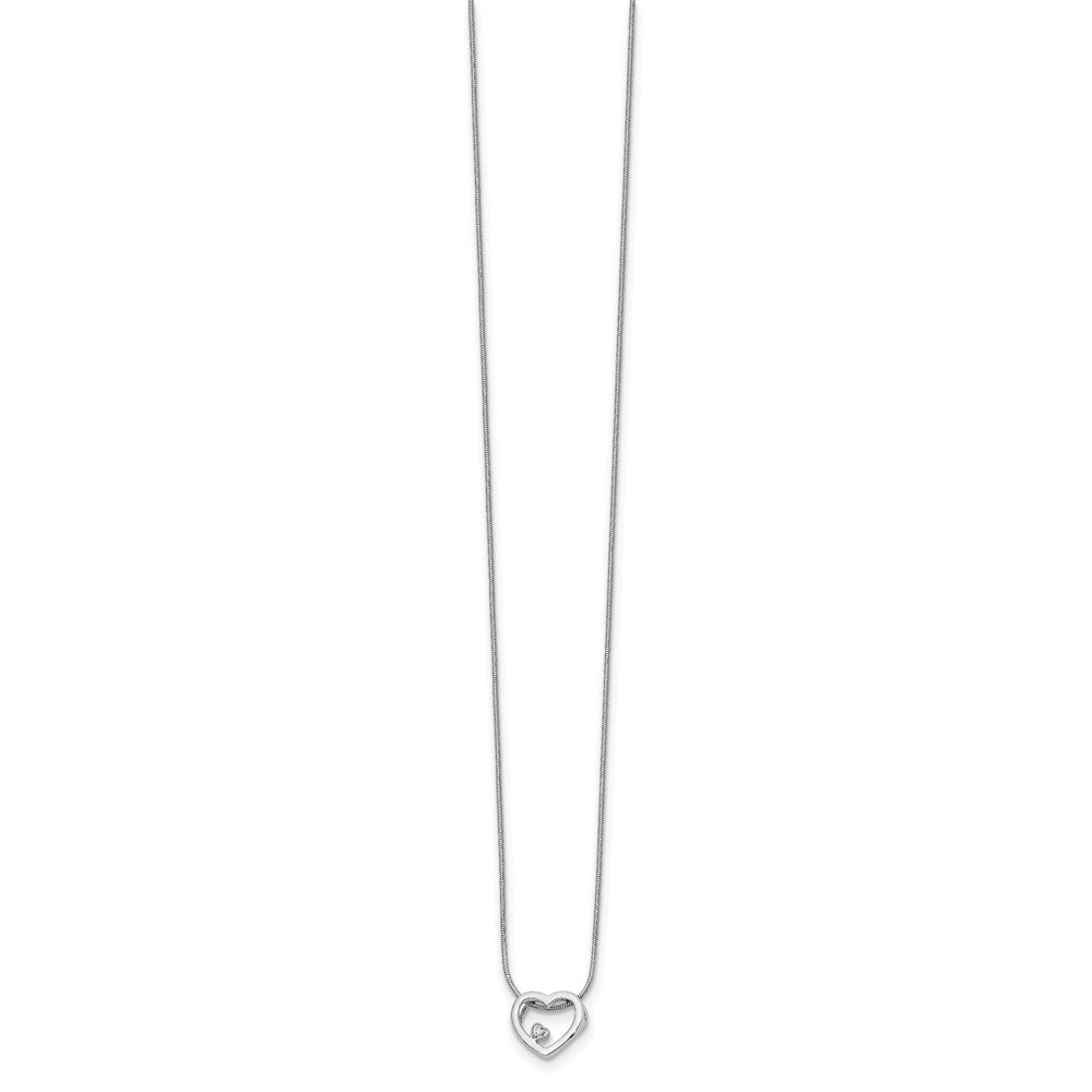 White Ice Sterling Silver Rhodium-plated 18 Inch Diamond Open Heart Necklace with 2 Inch Extender 18 Inches