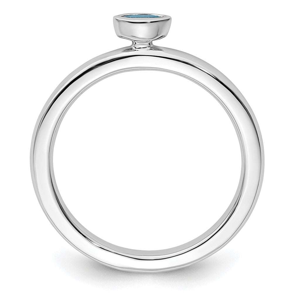 Sterling Silver Stackable Expressions Aquamarine Ring Size -8