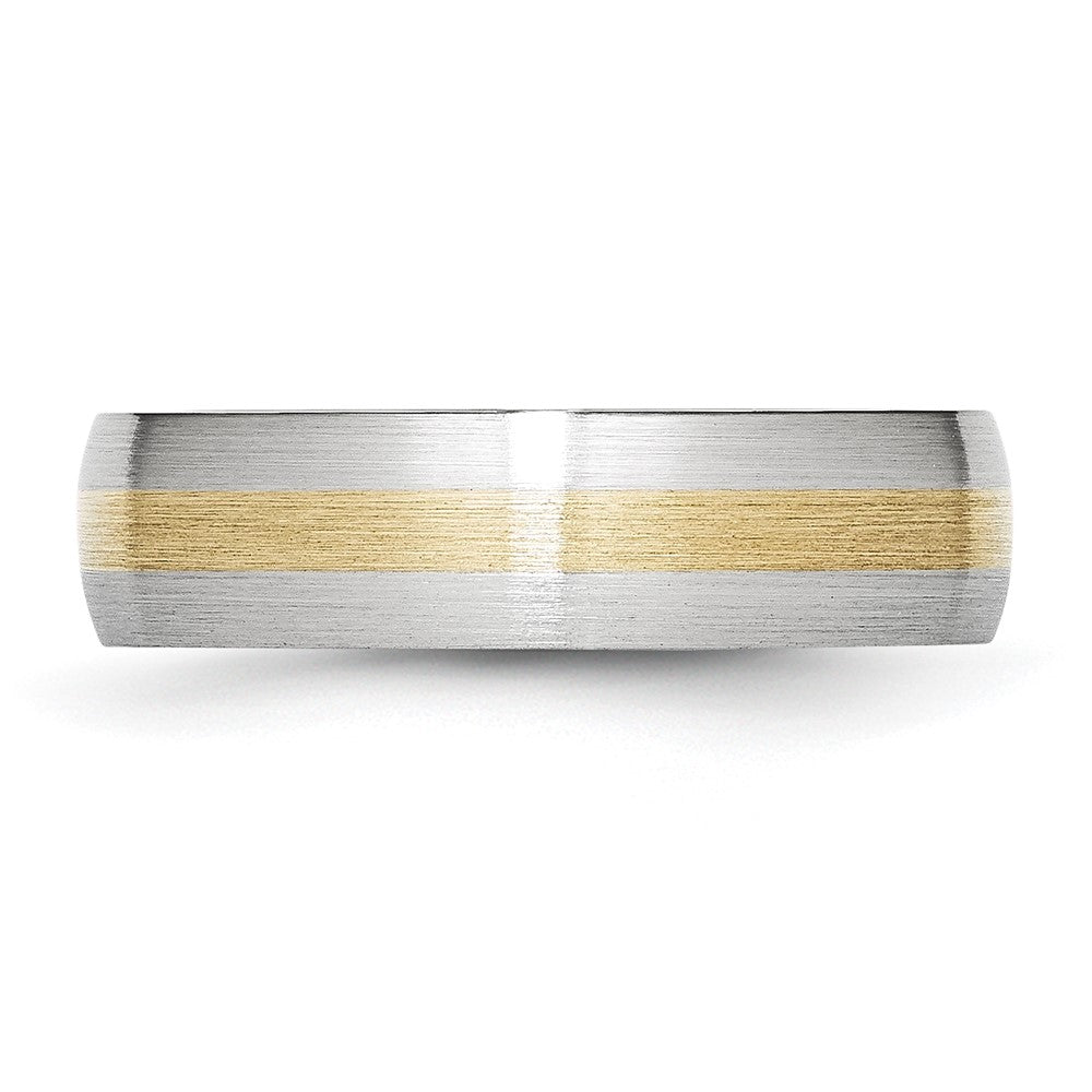 Cobalt 14k Gold Inlay Satin 6mm Band Size - 12.5