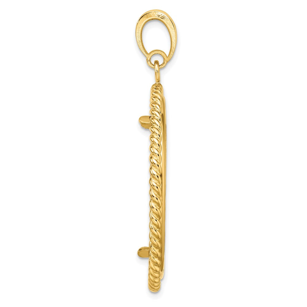Wideband Distinguished Coin Jewelry 14k Polished with Twisted Wire 32.0mm Prong Coin Bezel Pendant