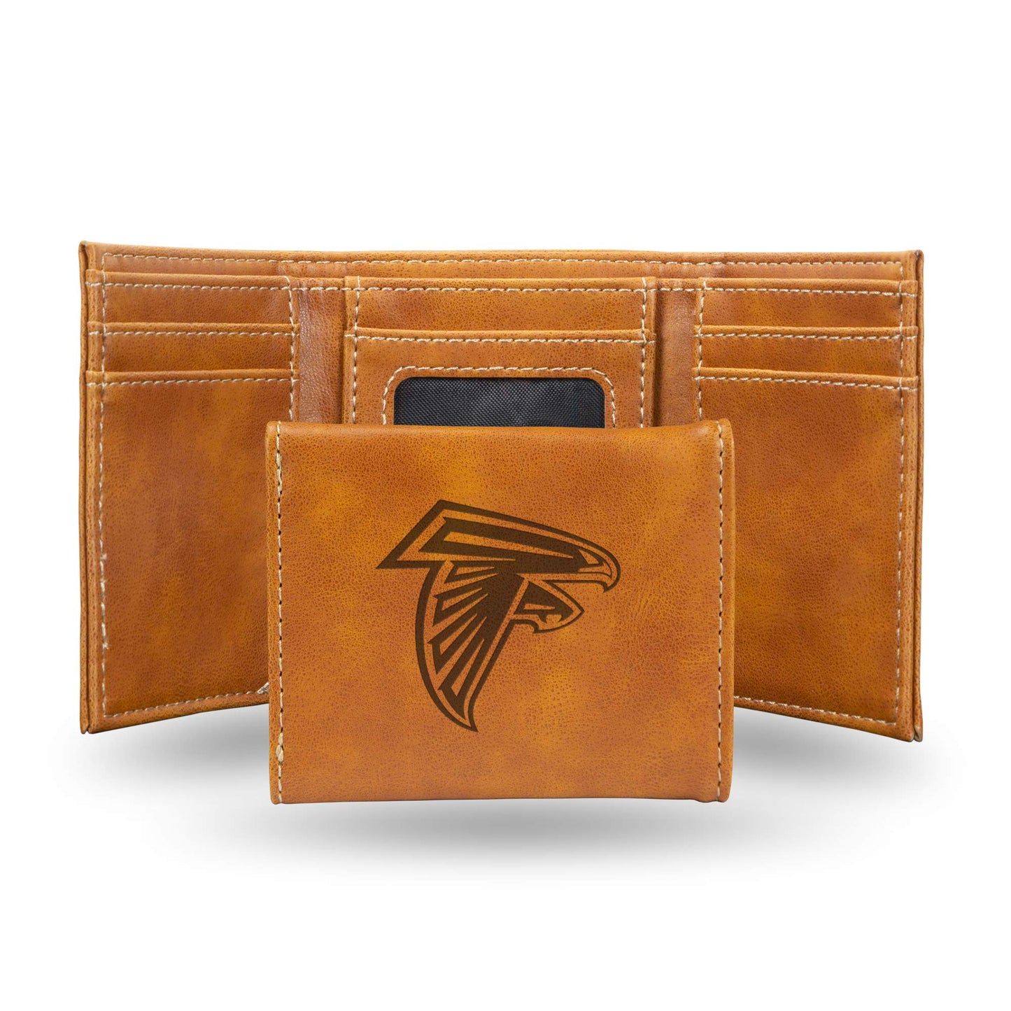 Football Rico Industries Atlanta  Brown Laser Engraved Trifold Laser Engraved Tri-Fold Wallet - Men's Accessory