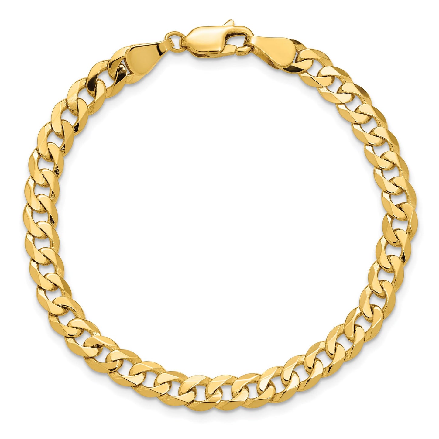 14K 9 inch 5.75mm Flat Beveled Curb with Lobster Clasp Chain