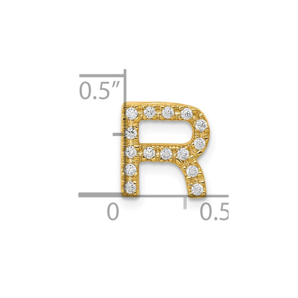 10K  Diamond Letter R Initial Charm