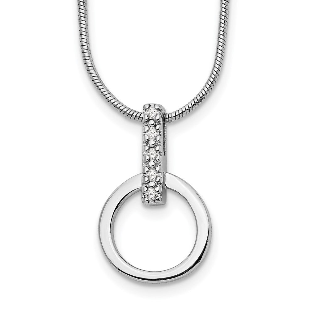 White Ice Sterling Silver Rhodium-plated 18 Inch Open Circle Diamond Necklace with 2 Inch Extender 18 Inches