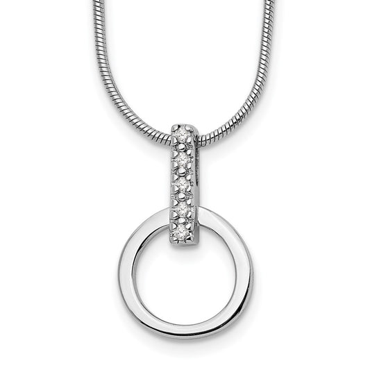 White Ice Sterling Silver Rhodium-plated 18 Inch Open Circle Diamond Necklace with 2 Inch Extender 18 Inches