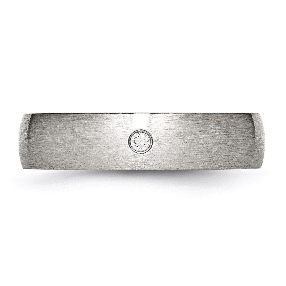 Stainless Steel Brushed w/CZ Half Round 5.5mm Band Size - 10