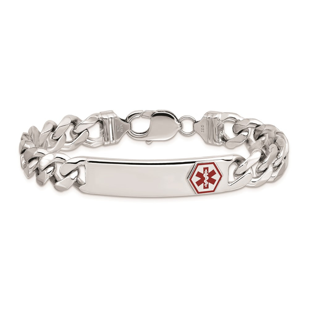 Sterling Silver Rhodium-plated Medical ID Curb Link Bracelet 8 inches