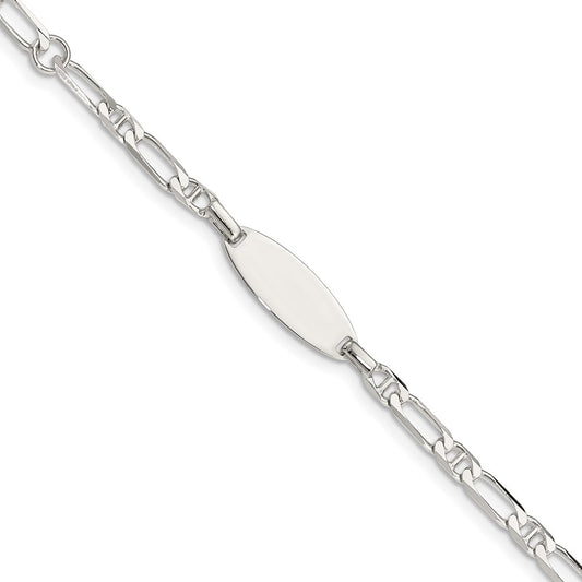 Sterling Silver Polished Engraveable 5in Plus 1in EXT Childrens ID Bracelet 5 inches