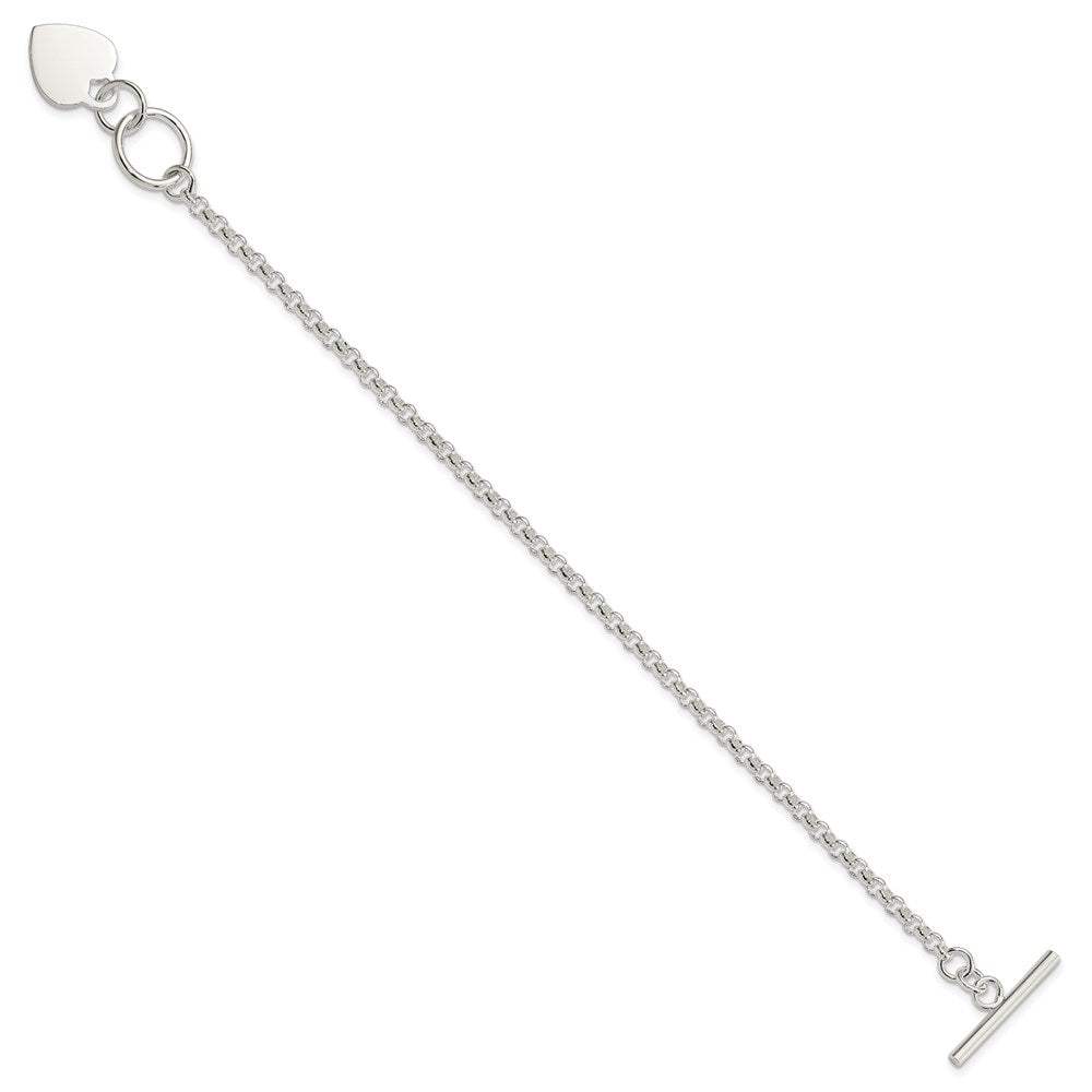 Sterling Silver Fancy Engraveable Heart Bracelet 7.5 inches