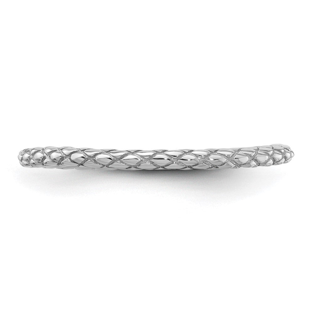 Sterling Silver Stackable Expressions Rhodium Criss-cross Ring Size -10