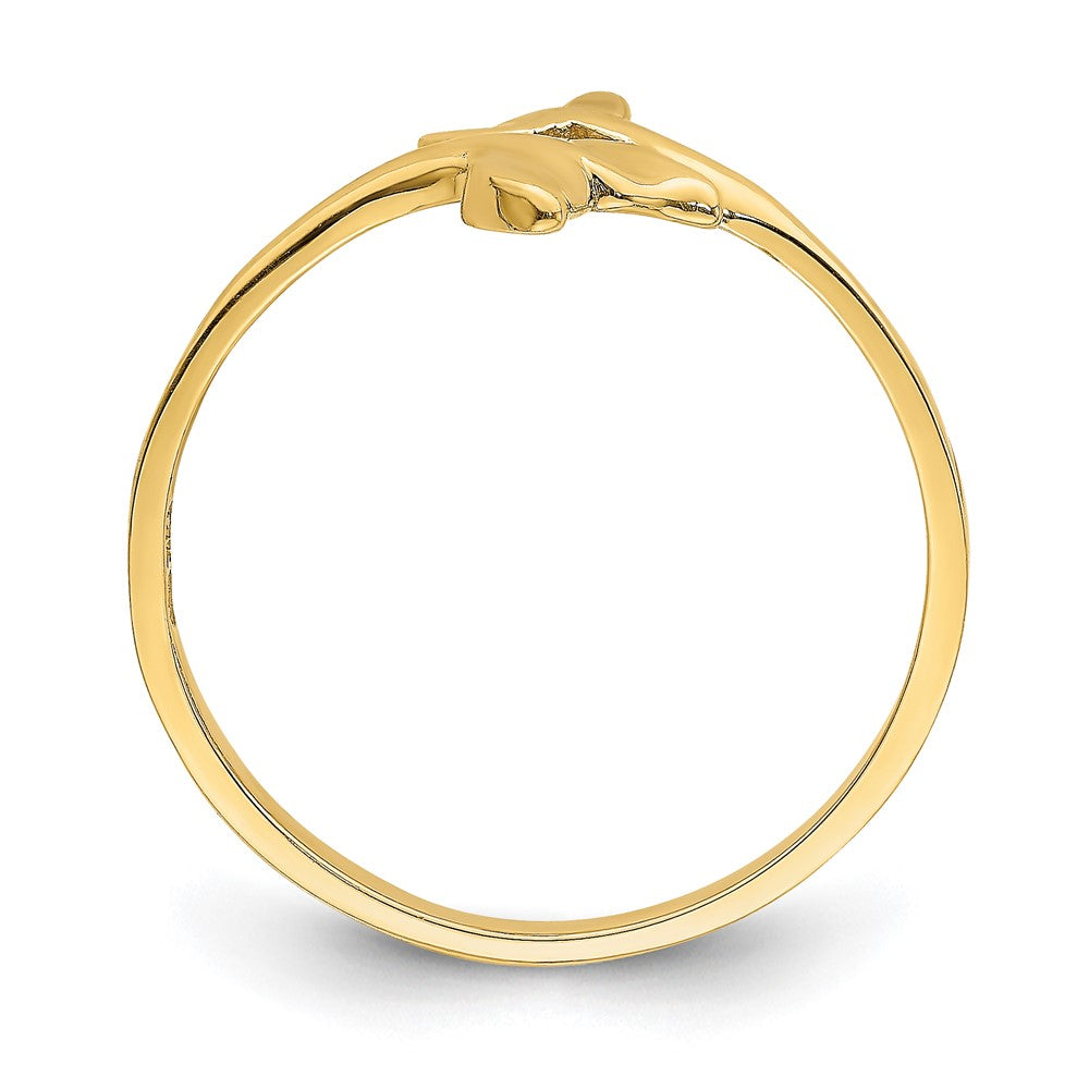 14K Gold Polished Double Whale Tail Ring Size 7