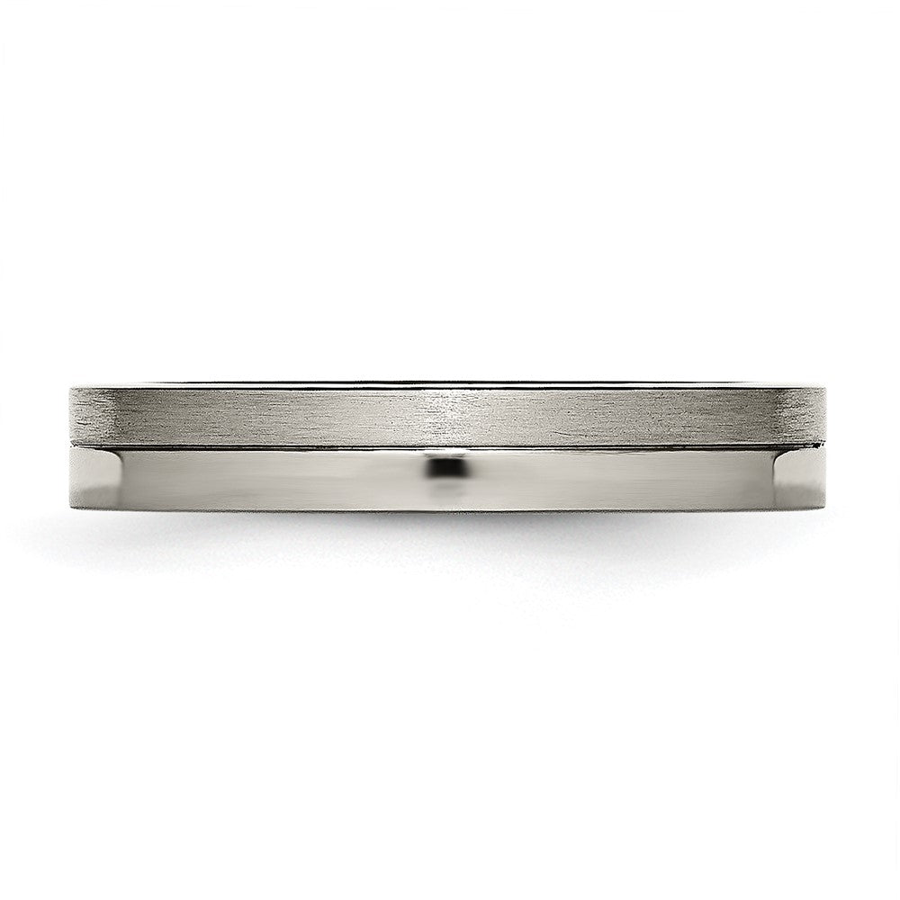 Titanium Brushed and Polished 4mm Grooved Band Size - 8.5
