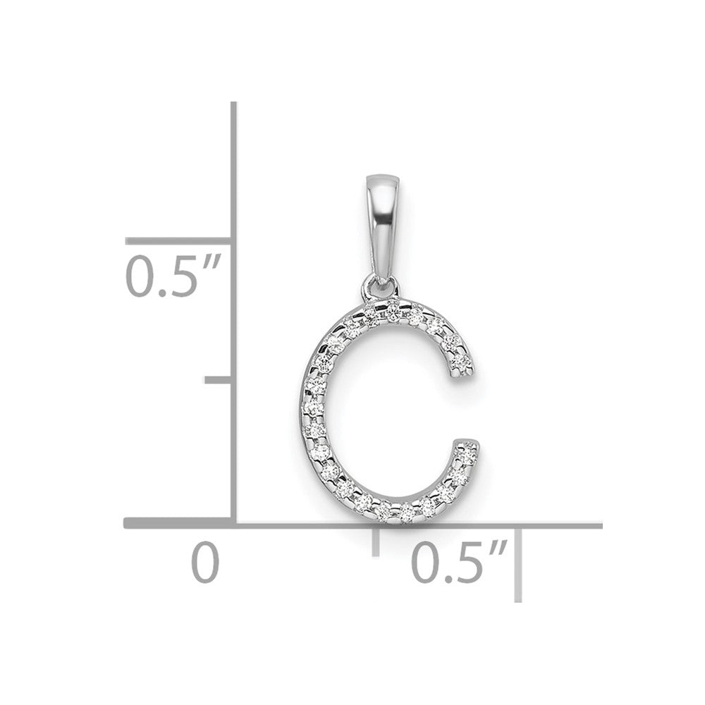 14K White Gold Diamond Letter C Initial Pendant