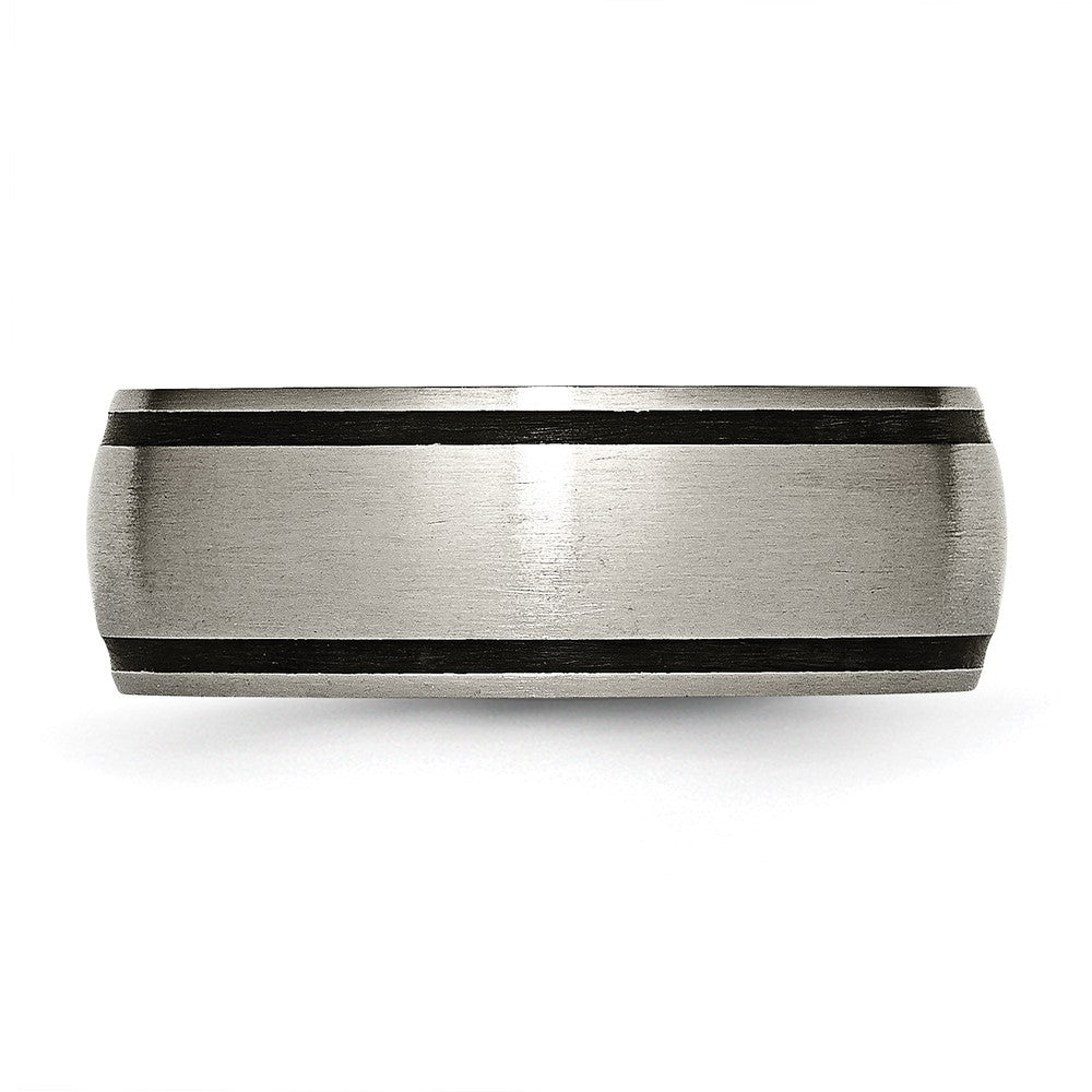 Titanium Brushed with Black Rubber 8mm Band Size - 9.5