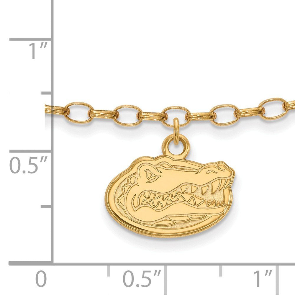 Sterling Silver Gold-plated LogoArt University of Florida Gator 9 inch Anklet Q-GP030UFL