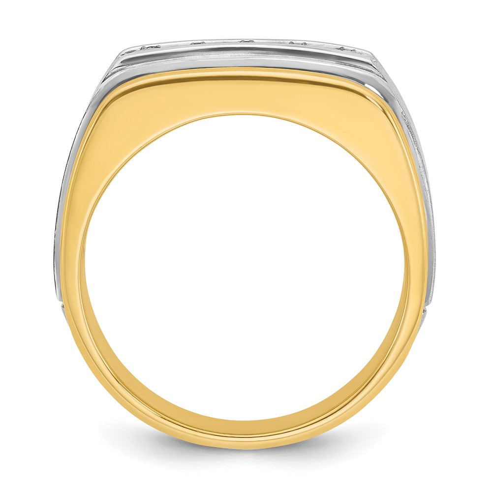 IBGoodman 10k Two-tone Men's Polished Satin and Grooved 5-Stone 1/2 Carat A Quality Diamond Ring
