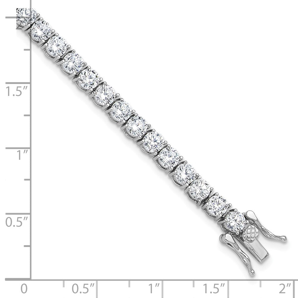 Sterling Silver Rhodium-plated 4mm CZ 7.5in Tennis Bracelet 8 inches