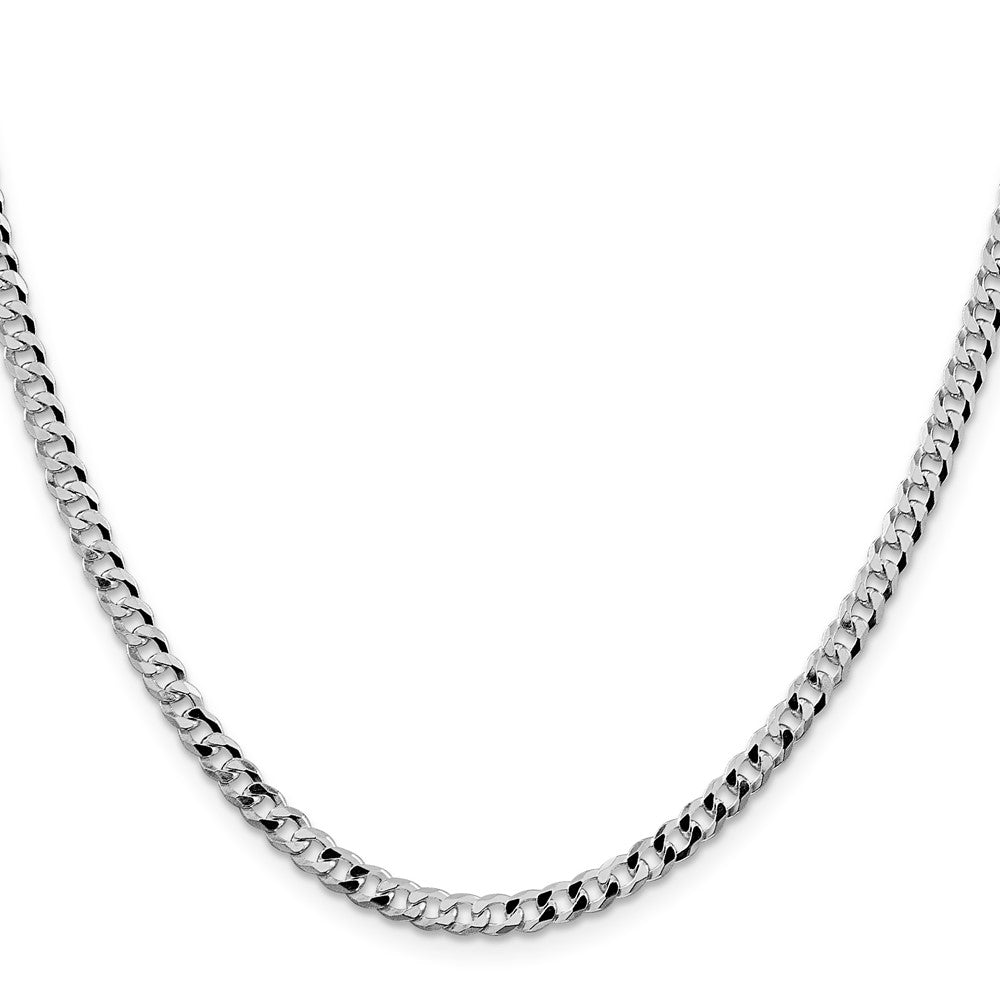 Sterling Silver Rhodium-plated 4mm Beveled Curb Chain 22 Inches
