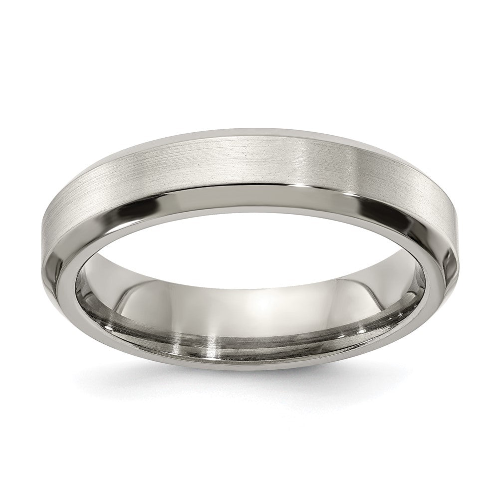 Edward Mirell Titanium Brushed/Polished Beveled Edge 5mm Band Size 7