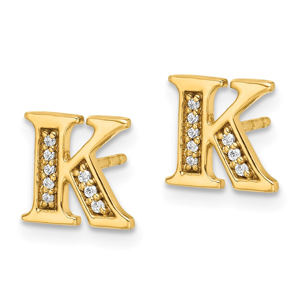 14k Diamond Initial K Earrings
