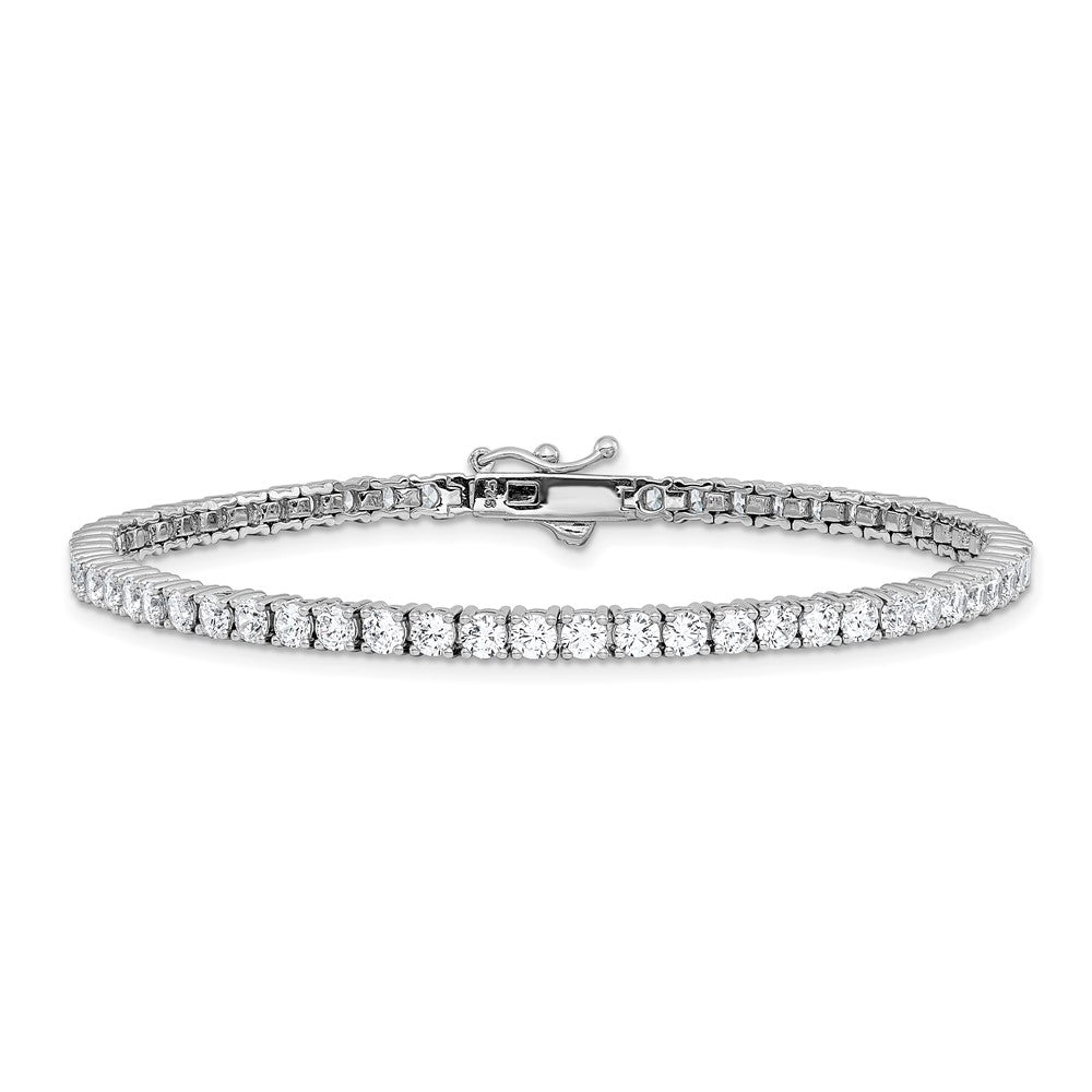 Sterling Shimmer Sterling Silver Rhodium-plated 3mm CZ 62 Stone 8 inch Bracelet 8 inches