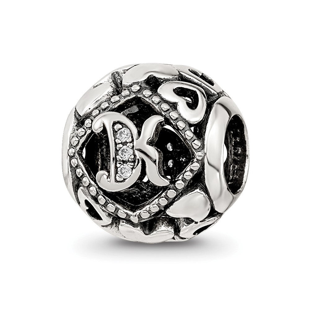 Sterling Silver Reflections CZ Letter K Bead