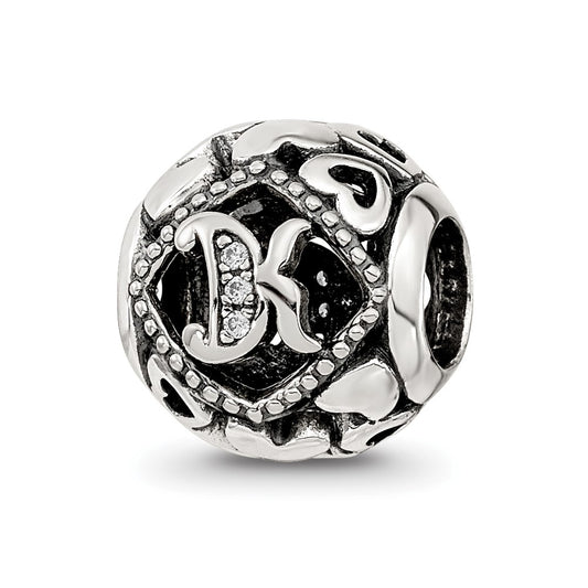 Sterling Silver Reflections CZ Letter K Bead