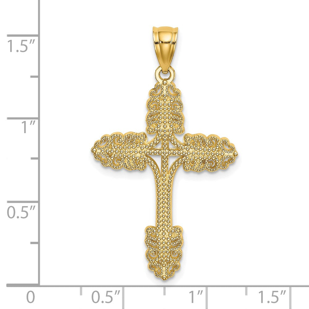 14K Beaded Cross Charm