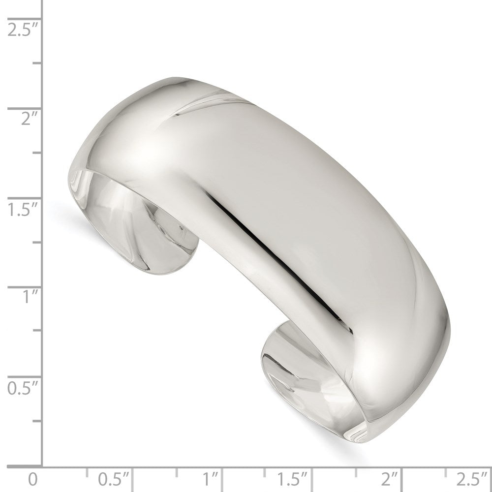 Sterling Silver Solid Polished Plain Cuff Bangle Bracelet 7 inches