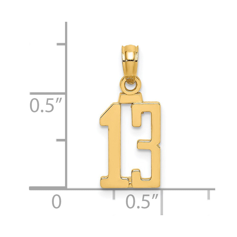 14k Polished Number 13 Pendant