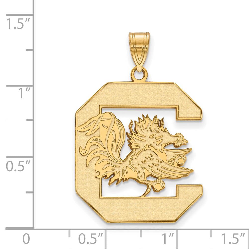 Sterling Silver Gold-plated LogoArt University of South Carolina Extra Large Pendant Q-GP005USO