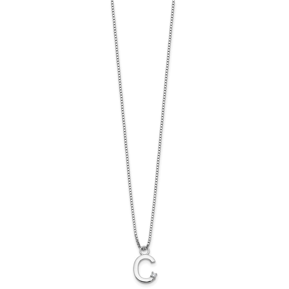 White Ice Sterling Silver Rhodium-plated 18inch Diamond Letter C Initial Necklace plus 2 inch Extender 18 Inches