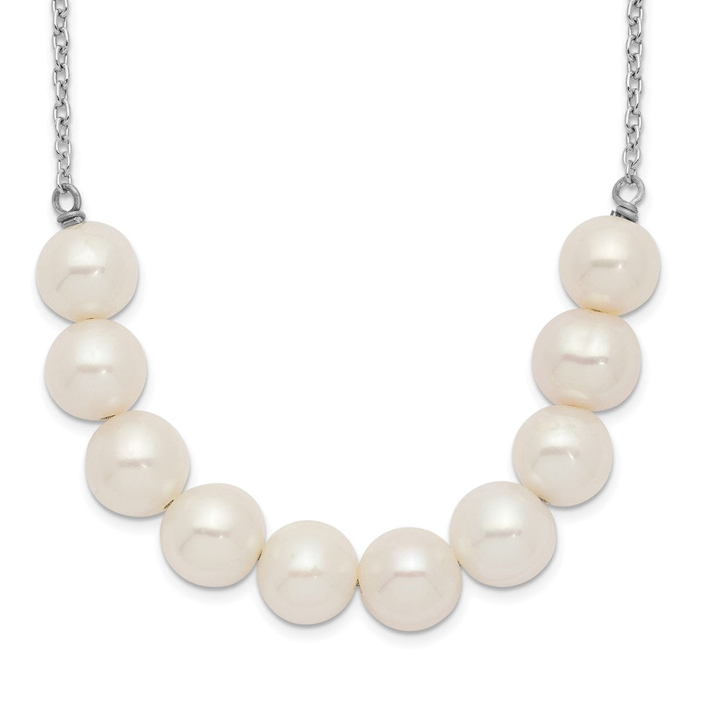 Sterling Silver Rhodium-plated 6-7mm White Near-Round Freshwater Cultured Pearl 18 inch Necklace 18 Inches