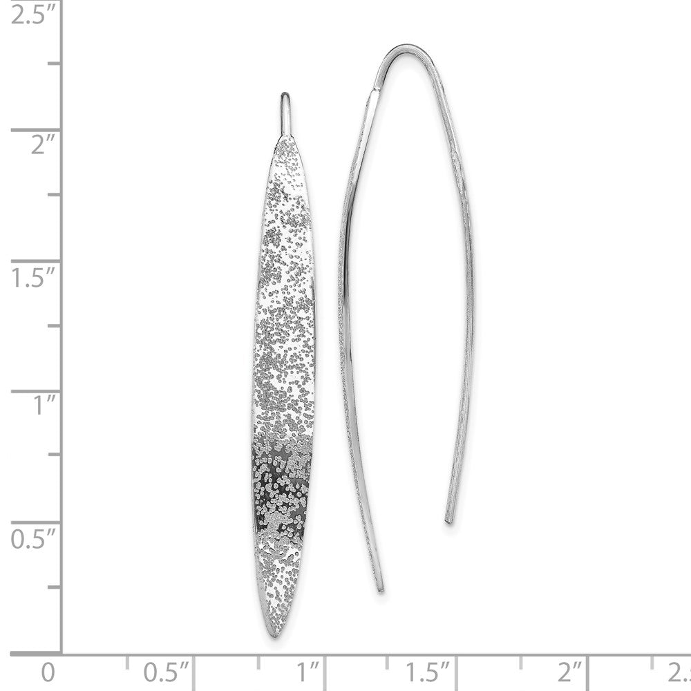 Sterling Silver Rh-plated Polished Textured Threader Earrings