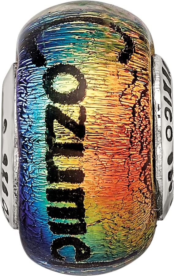 Sterling Silver Reflections Cozumel Orange Dichroic Glass Bead