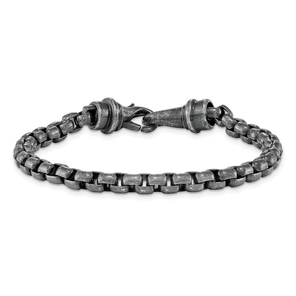 Stainless Steel Antiqued Box Chain 8.5in Bracelet 8.5 inches