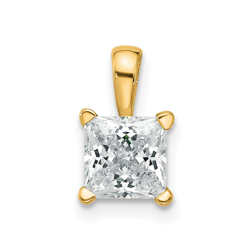 14k 1 carat Lab Grown Diamond VS/SI+ G+ Princess Complete Four Prong Pendant