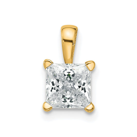 14k 1 carat Lab Grown Diamond VS/SI+ G+ Princess Complete Four Prong Pendant