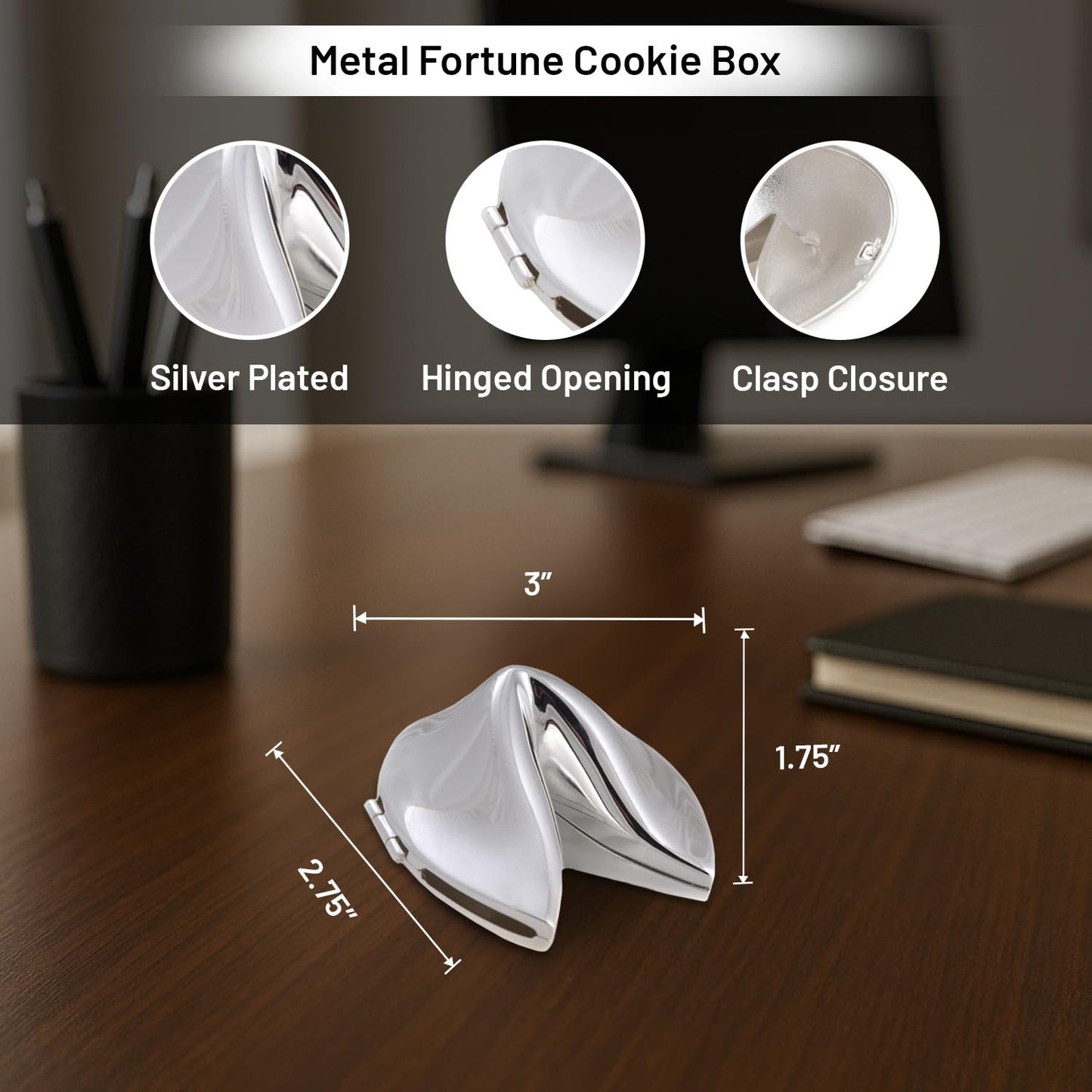 Bey Berk Silver Plated Fortune Cookie Box