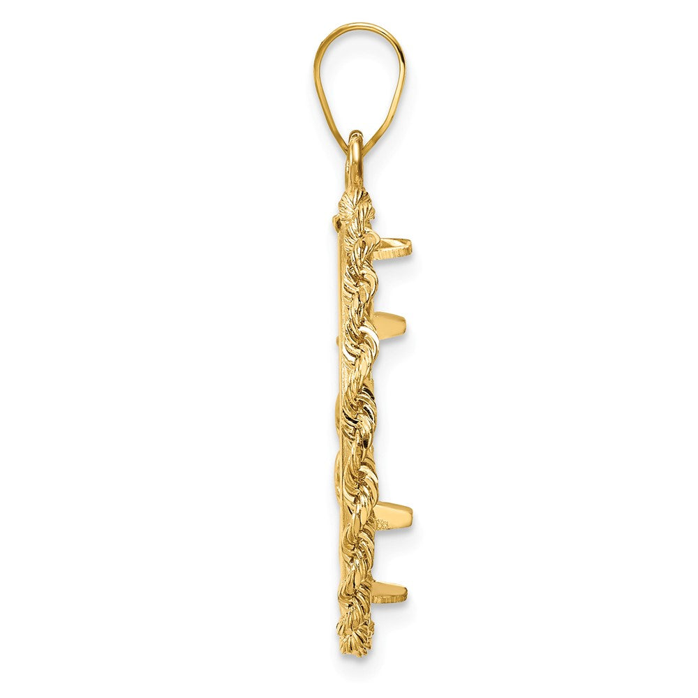Wideband Distinguished Coin Jewelry 14k Polished Rope 19.0mm Prong Coin Bezel Pendant