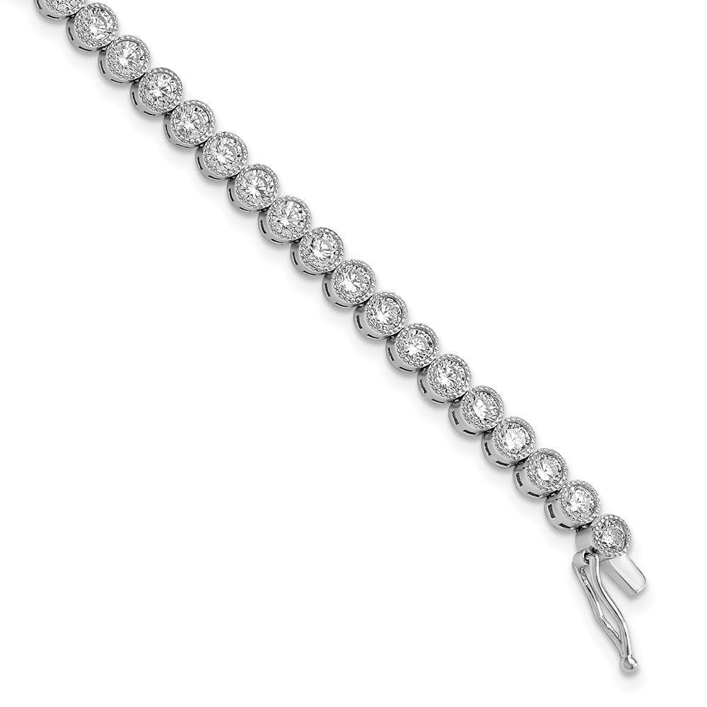 Sterling Shimmer Sterling Silver Rhodium-plated 7 inch 45 Stone CZ Tennis Bracelet 7 inches