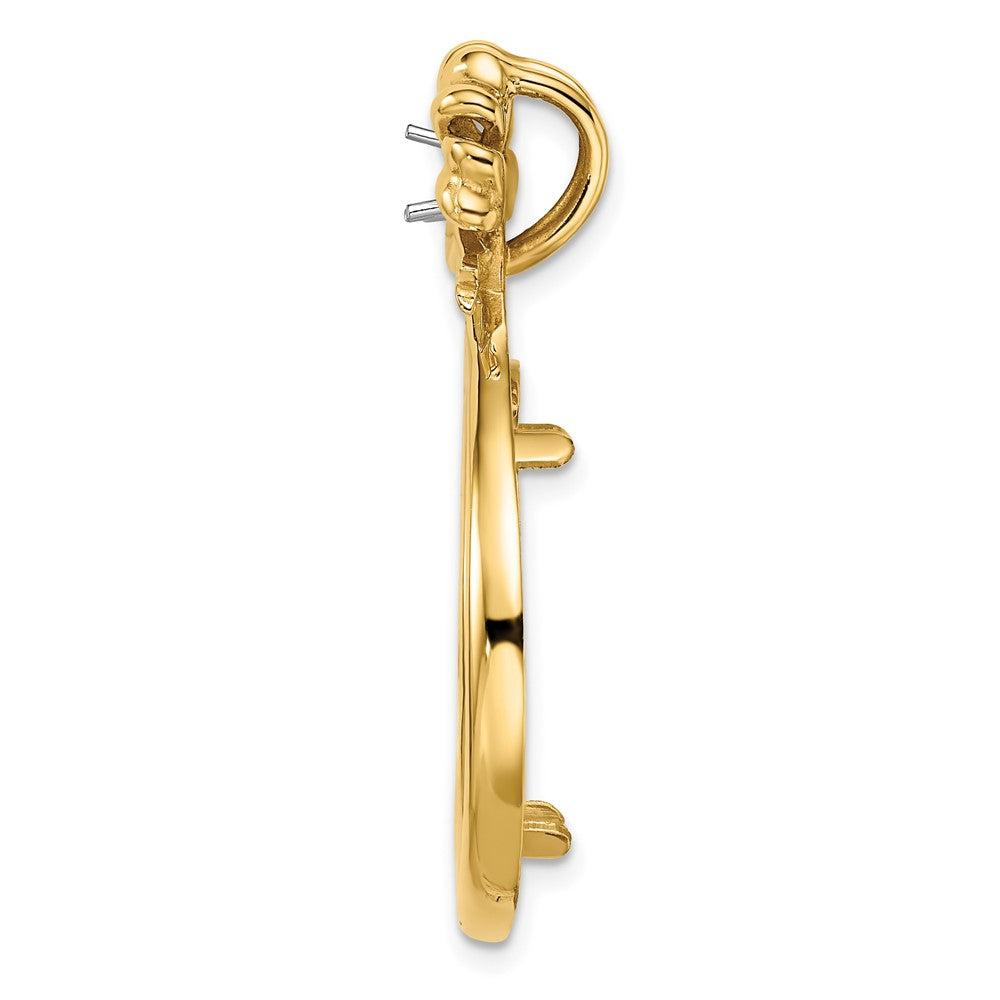 Wideband Distinguished Coin Jewelry 14k Two-tone Polished Diamond Teardrop Bow 22.0mm Prong Coin Bezel Pendant Mounting