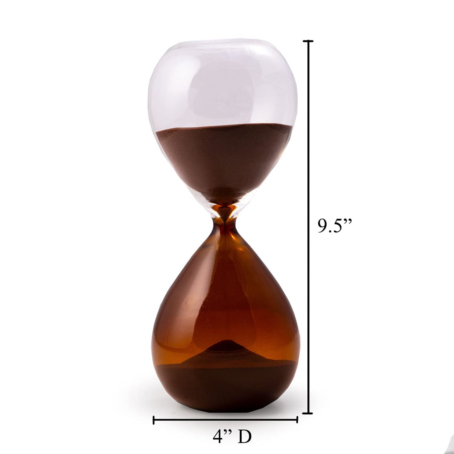 60 Min. Amber & Clear Glass Sand Timer w/ Amber Sand