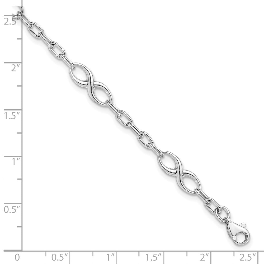 10K White Gold Polished Link Bracelet 7.5  inches